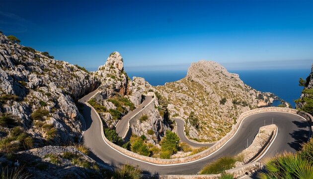iconic hairpin turn on sa calobra road in mallorca