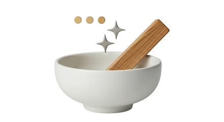 Isolated Bowl and Mortar with Pestle