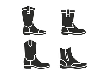 Four different styles of boots icon set