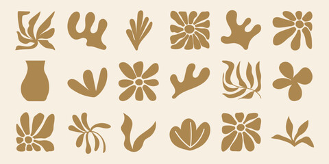 Matisse Abstract Shape. Vector Poster Organic Art Poster. Modern Pattern Leaf. Modern Floral Prints in Contemporary Minimal Style. Trendy Boho Illustrations.