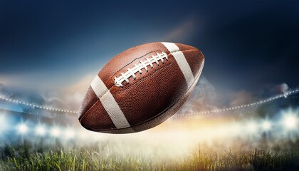 worn american football in mid air