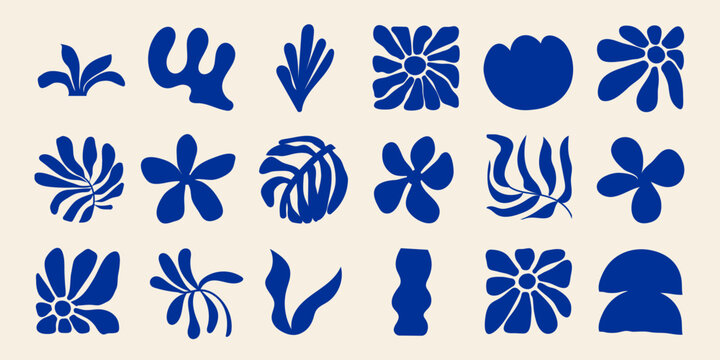 Fototapeta Matisse Abstract Shape. Vector Poster Organic Art Poster. Modern Pattern Leaf. Modern Floral Prints in Contemporary Minimal Style. Trendy Boho Illustrations.