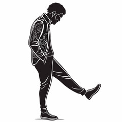 Creative Man Standing with One Leg Bent Vector Illustration | Casual and Confident Male Pose for Lifestyle and Character Design