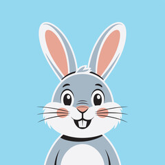 Cute Cartoon Rabbit with Big Ears and Happy Expression for Kids Illustration Design Digital Art Print Graphic Downloadable Vector Clipart Animal Character Illustration for Tshirt Nursery Decor Greetin