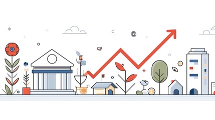Trend of Economic Growth Representation with Modern Symbols and Minimalist Design Elements