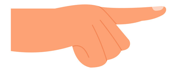 Cartoon hand featuring an index finger pointing in the right direction against a clean white background, representing various concepts of communication and guidance effectively
