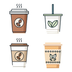 Coffee and Tea Cups 128.eps Vector Illustrations for Beverage Designs