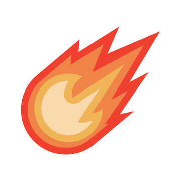 Flaming Meteor Vector Illustration Space and Asteroid