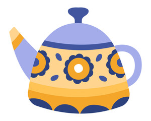 Charming, decorated teapot stands out with its floral pattern, evoking warm and inviting teatime moments, perfect for enjoying a comforting beverage
