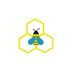bee against the background of honeycombs Vector