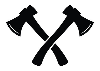 Axe Silhouette Vector Set – Crossed Axes, Stump Scene  Minimal Icon Design, vector illustration.
