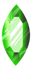 Realistic marquise cut green gemstone with sparkling facets reflecting light, creating a luxurious and elegant feel, perfect for jewelry design or other creative projects