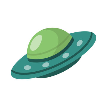 UFO Flying Saucer Vector Illustration Alien and Spacecraft