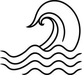 ocean wave icon line art vector illustration on transparent background