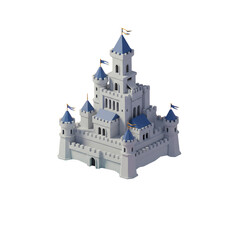 Obraz premium Whimsical Low Poly White Castle 3D Model