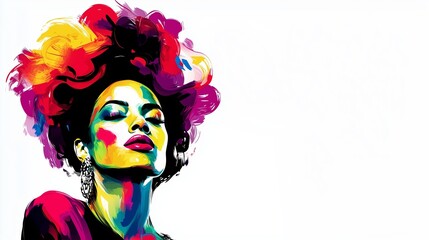 Fototapeta premium Bold and vibrant abstract representation of a confident woman with colorful hair