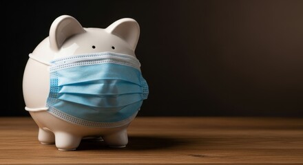 Piggy Bank Wearing a Face Mask - Financial Crisis, Pandemic Savings Concept