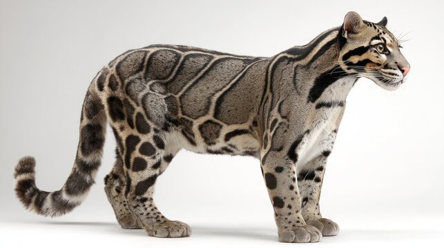 Profile view of a clouded leopard