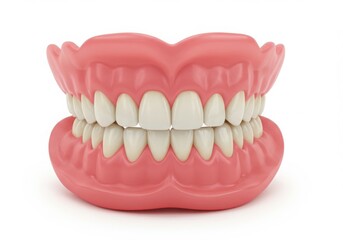 Fototapeta premium Set of dentures with pink gums and white teeth