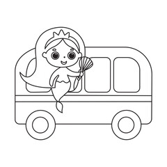 Hand drawn mermaid coloring page set for kids 