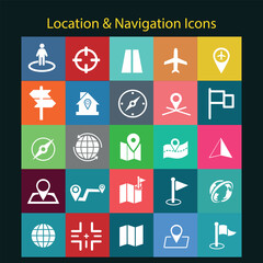 Travel and map navigation icons set for digital design