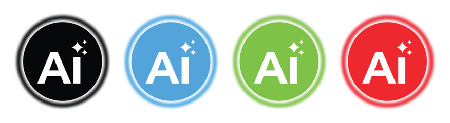 Generative AI Icon Set – Chatbot, Prompt Toggle, Command Symbols and Magic Stars,