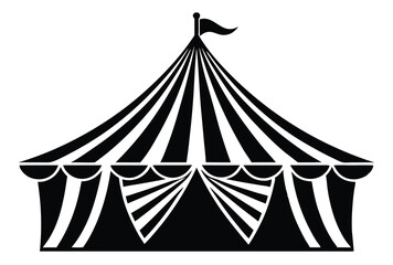 Fototapeta premium Circus tent Silhouette Vector illustration, Vintage circus tent simple icon flat design.