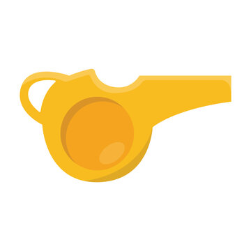 Yellow Whistle Vector Illustration Sports Referee Equipment