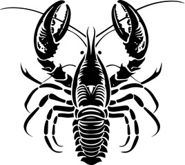 Crawfish Vector Icon Flat Design Crayfish Silhouette