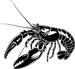 Crawfish Vector Icon Flat Design Crayfish Silhouette