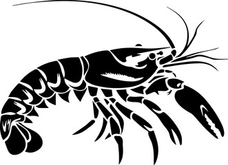 Crawfish Vector Icon Flat Design Crayfish Silhouette