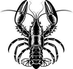 Crawfish Vector Icon Flat Design Crayfish Silhouette