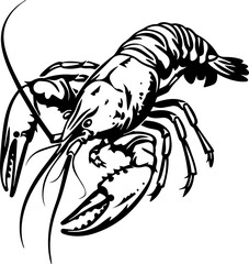 Crawfish Vector Icon Flat Design Crayfish Silhouette