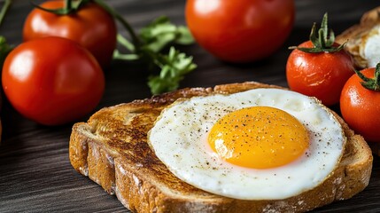Golden Brown Toasted Bread Slice on Rustic Wooden Table with Butter Spread