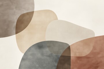 Abstract shapes in soft earth tones blending harmoniously on a light background
