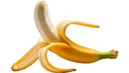 Partially peeled banana isolated on a white background png ai generated 