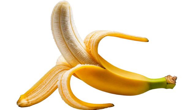 Partially peeled banana isolated on a white background png ai generated 