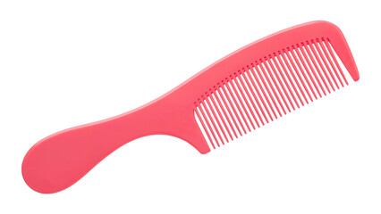 Pink plastic comb isolated on transparent background perfect for hair styling beauty salon advertisement or hair care product packaging design