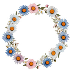 Obraz premium Little daisy circle border pattern flower wreath. AI generated Image by rawpixel. 