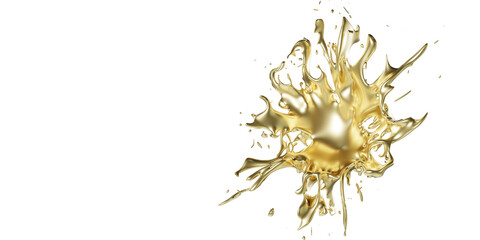 Fototapeta premium Golden splash isolated on transparent background. Melt gold drop. Design element. 3D illustration.