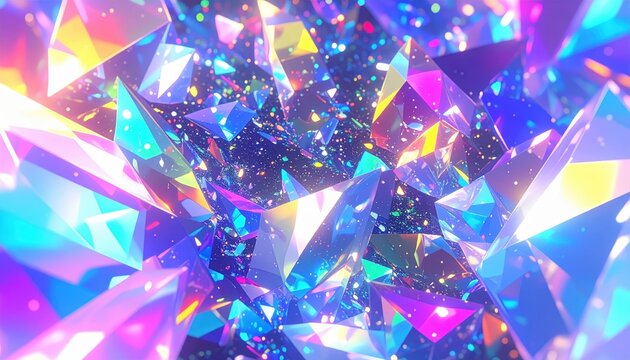 「幻想的に輝くカラフルクリスタルの世界｜宝石のような光彩アート」

