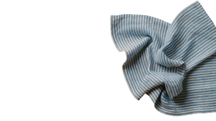 Elegant Blue Striped Linen Textile Draped on transparent background Perfect for Design Projects and Website Layouts