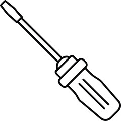 screwdriver icon line art vector illustration on transparent background