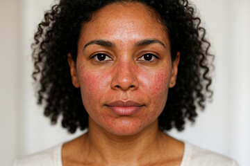 Portrait of a woman with skin condition for healthcare and dermatology education