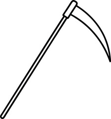 scythe icon line art vector illustration on transparent background