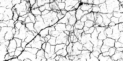 Crack and scratched grunge dust wall urban background texture vector. crack cement wall texture. black textured grainy cracked ground lines isolated on white. distressed overlay grainy texture.