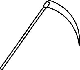 scythe icon line art vector illustration on transparent background