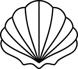 seashell icon line art vector illustration on transparent background