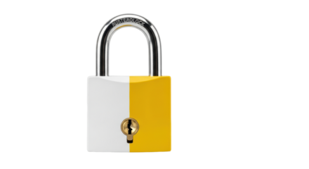 Isolated Yellow and White Padlock