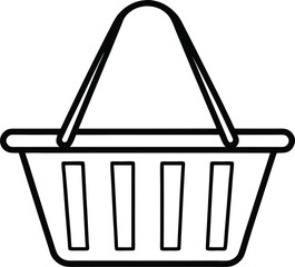 shopping basket icon line art vector illustration on transparent background
